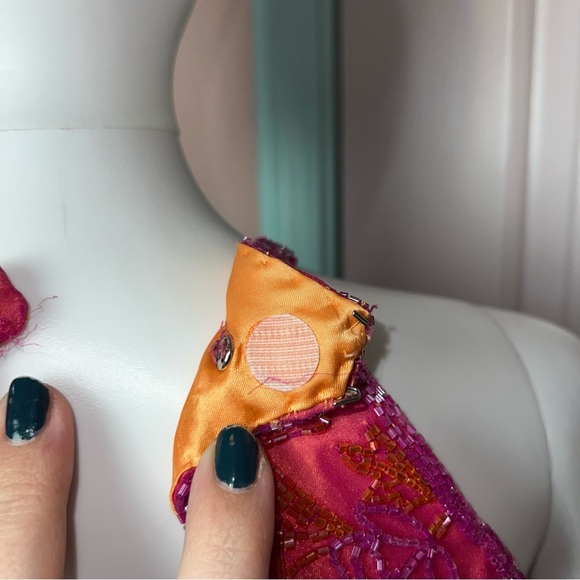 Vintage Andretta Donatello 100% Silk Beaded Slip Gown XS Halter Formal Evening - Picture 10 of 16